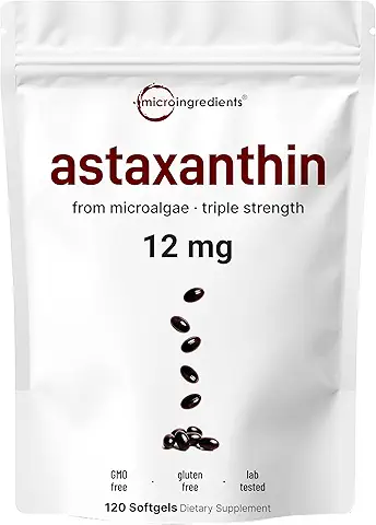 Micro Ingredients Astaxanthin 12mg with MCT Oil - 120 Softgels