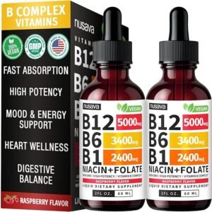 (2 Pack) Vitamin B12 Liquid Drops 5000mcg - Sublingual with B6 & B Complex