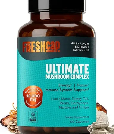 Freshcap Ultimate Mushroom Complex: 6 Powerful Mushrooms for Immunity, Focus and Energy