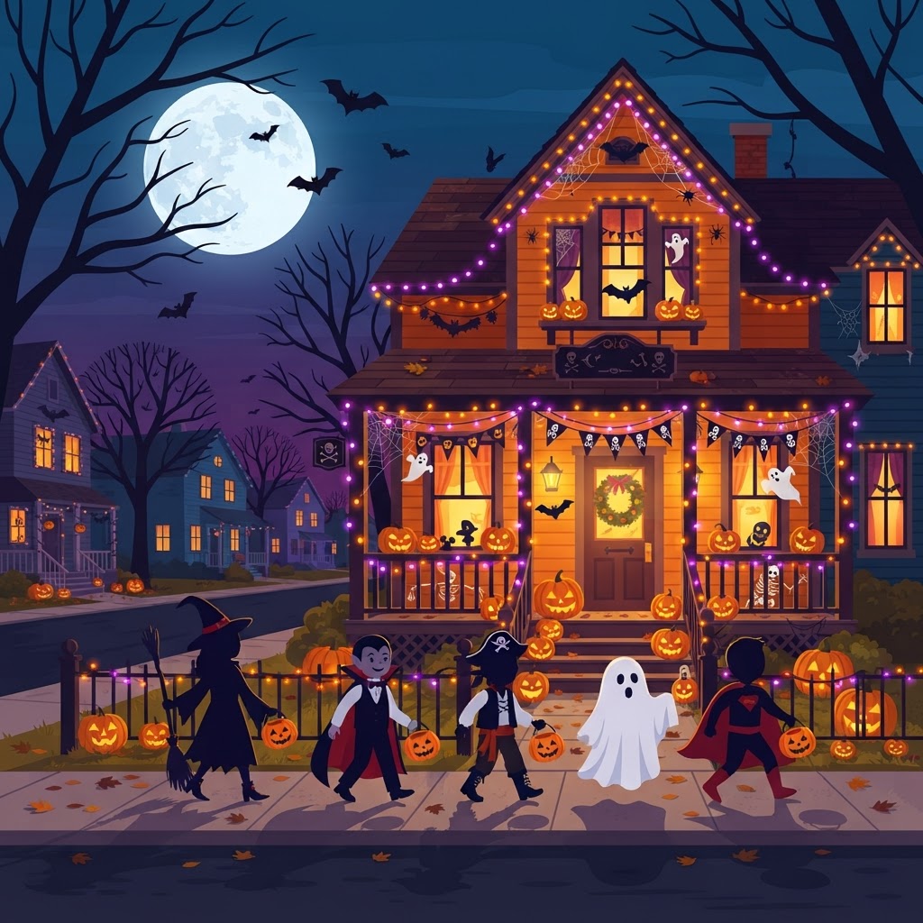Halloween Express costumes and decorations scene